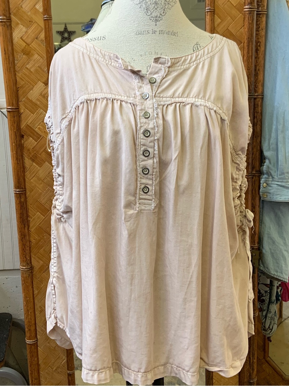 We The Free Blush Button-Front Peasant Shirt